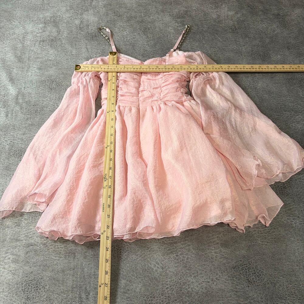 Pink Ruched Off the Shoulder Mini Dress - Picture 5 of 6